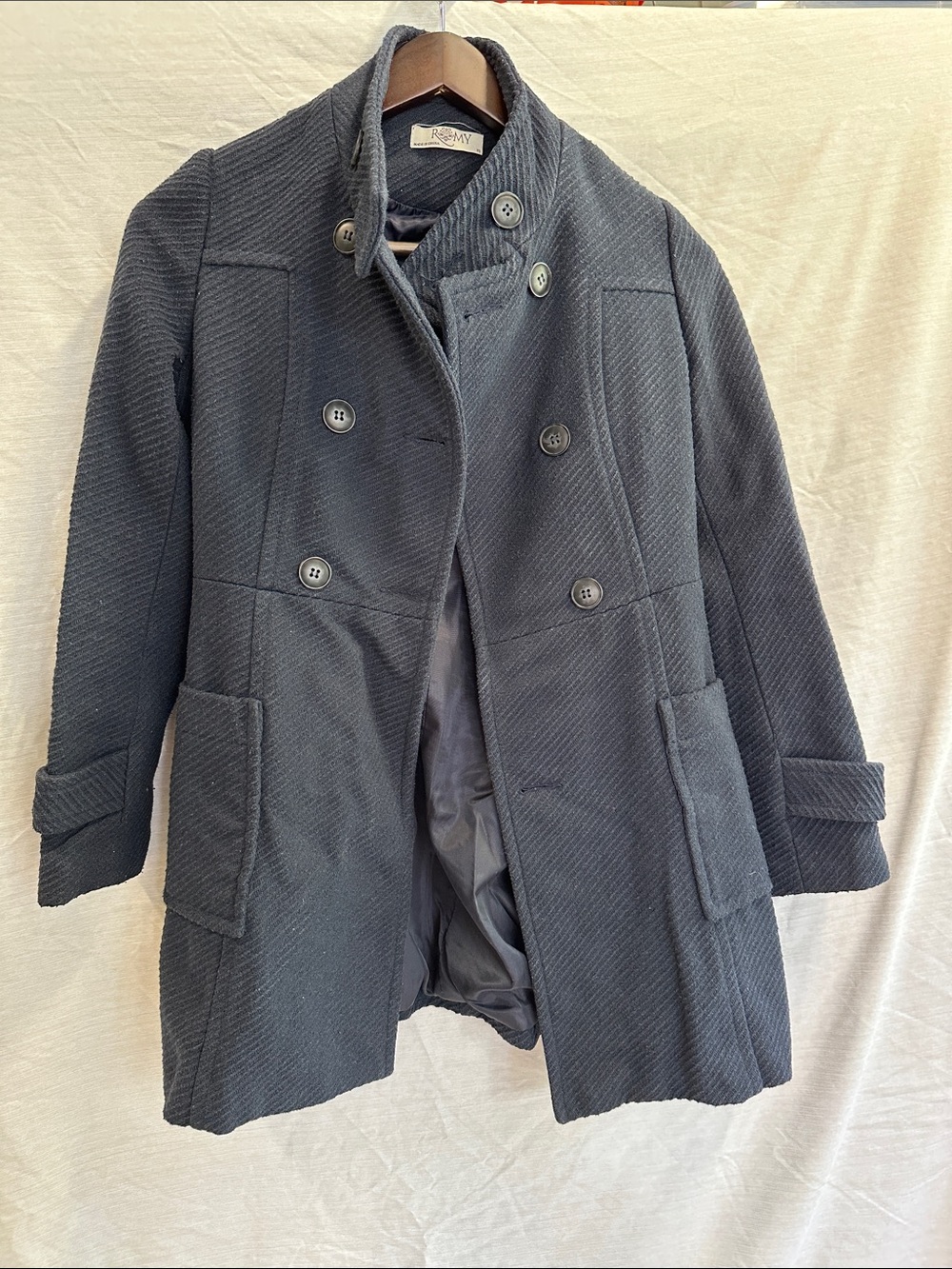 Romy Women's Double-Breasted Varsity Jacket in Charcoal